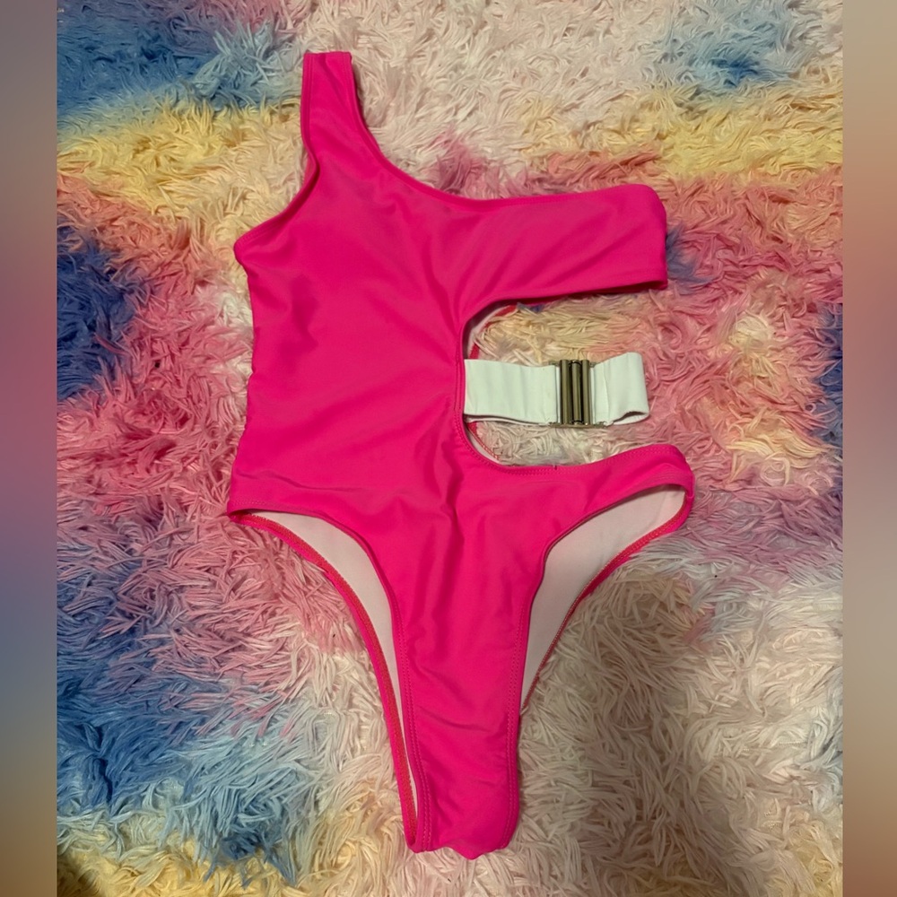 Hot Pink One-Shoulder Swimsuit